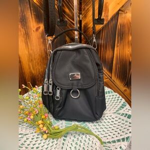 Chic Black Backpack with Silver Details